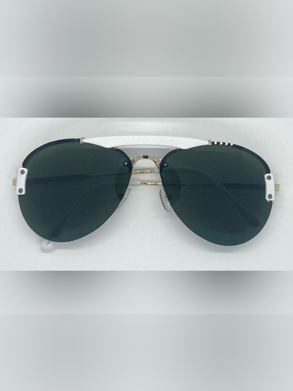 White Gold Frame Dark Sunglasses Boho 90s Minimalism Streetwear Fall Festival